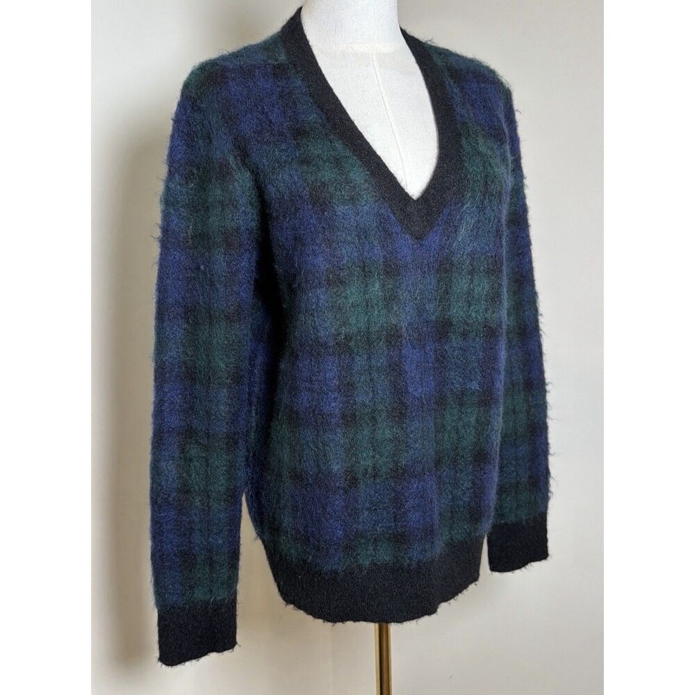 Michael Kors Collection Tartan Mohair Plaid Sweater M Calf Hair Gossip Girl $850